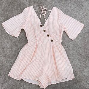Charlotte Russe Blush Striped Romper